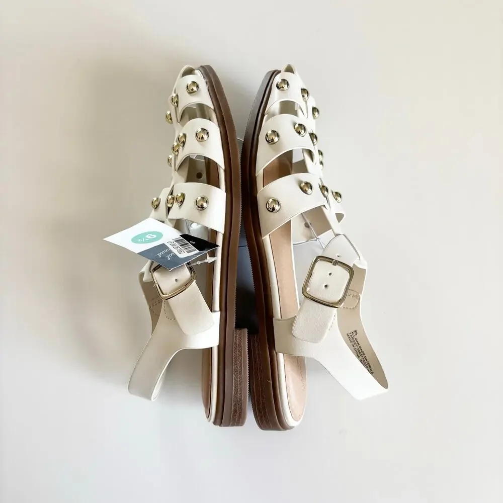 Universal Thread Winnie White Studded Strappy Fisherman Sandals Women’s 9.5 NEW